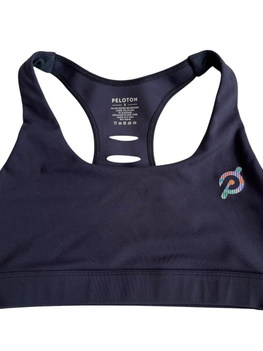 Peloton sports bra navy blue racerback cut outs small